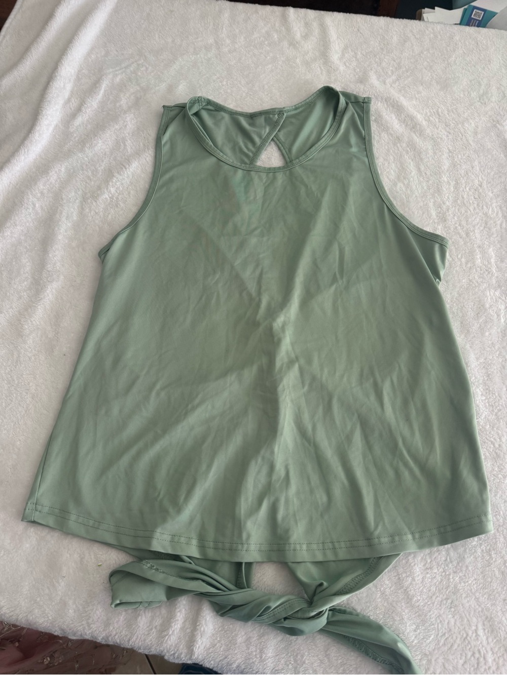 Women’s Sage Green Tank Top with Tie Back